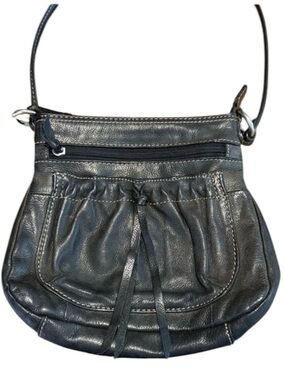 FOSSIL Black Leather Crossbody Bag Purse Zipper Closure